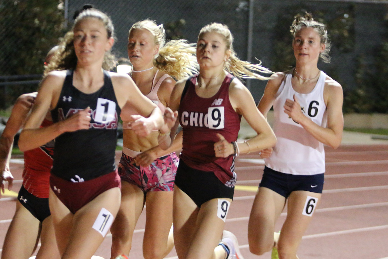 RS Frosh Hannah Tiffany began the track season with pr's dating back to her junior year of HS (She lost the senior year to Covid, and missed last spring with health issues. Getting back to those Pr's... 1600-5:37, 3200-11:50. Now fast-forward to a 5k track race in Azusa where she sails through 1600 in 5:11, 3k in 9:48, and 3200 in 10:29.. The last mile brought some 'slowing' or maybe we call it: 'less fast-ing' Either way, Hannah Crushed an amazing 16:33 5k PB (#6 A.T. CSUC)! Now both her 10k (34:58) and 5k (16:33) leave her on the NCAA bubble, but whether or not she makes the field can't diminish what's been an incredible spring for the Nevada Union HS alumna