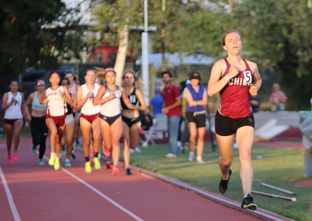 When you don't quite make the conference roster you go into Last Chance with something to prove, right! Well, Sophomore Natalie Dinin did a double full-send this weekend, recording a 1 second PB in the 800 (2:18!) on Friday. Saturday she would return for the 1500. With a PB that aligned with much of the field Natalie became impatient and decided to just go for broke in the longer race. After a tactical first 300 split Natalie (a Math major) decided that :60 seconds would leave her well shy of her goal, so she dropped a 74 second revolution to the 700m mark of the race. The injection of pace gave her a huge lead, and had the Chico team up on their feet in approval. Although she would barely miss her PR (4:54) and slow a bit over the final laps, it was inspiring to see Natalie race with confidence and fearlessness.