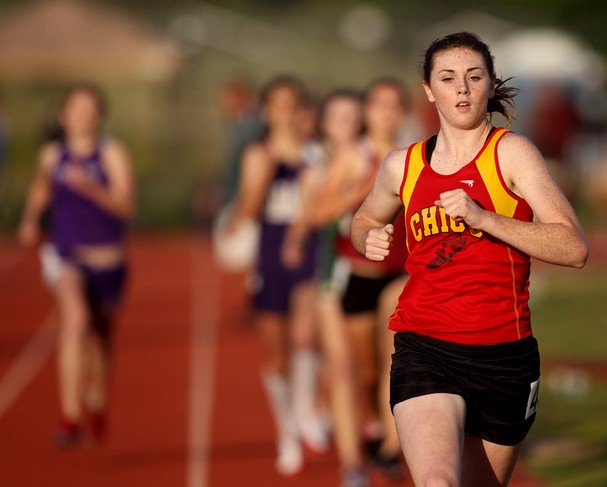 It's another wire to wire win for Chico's Kody Atkins in the girls 800m, although this one is special as the Panther junior sets a meet record. (RS)