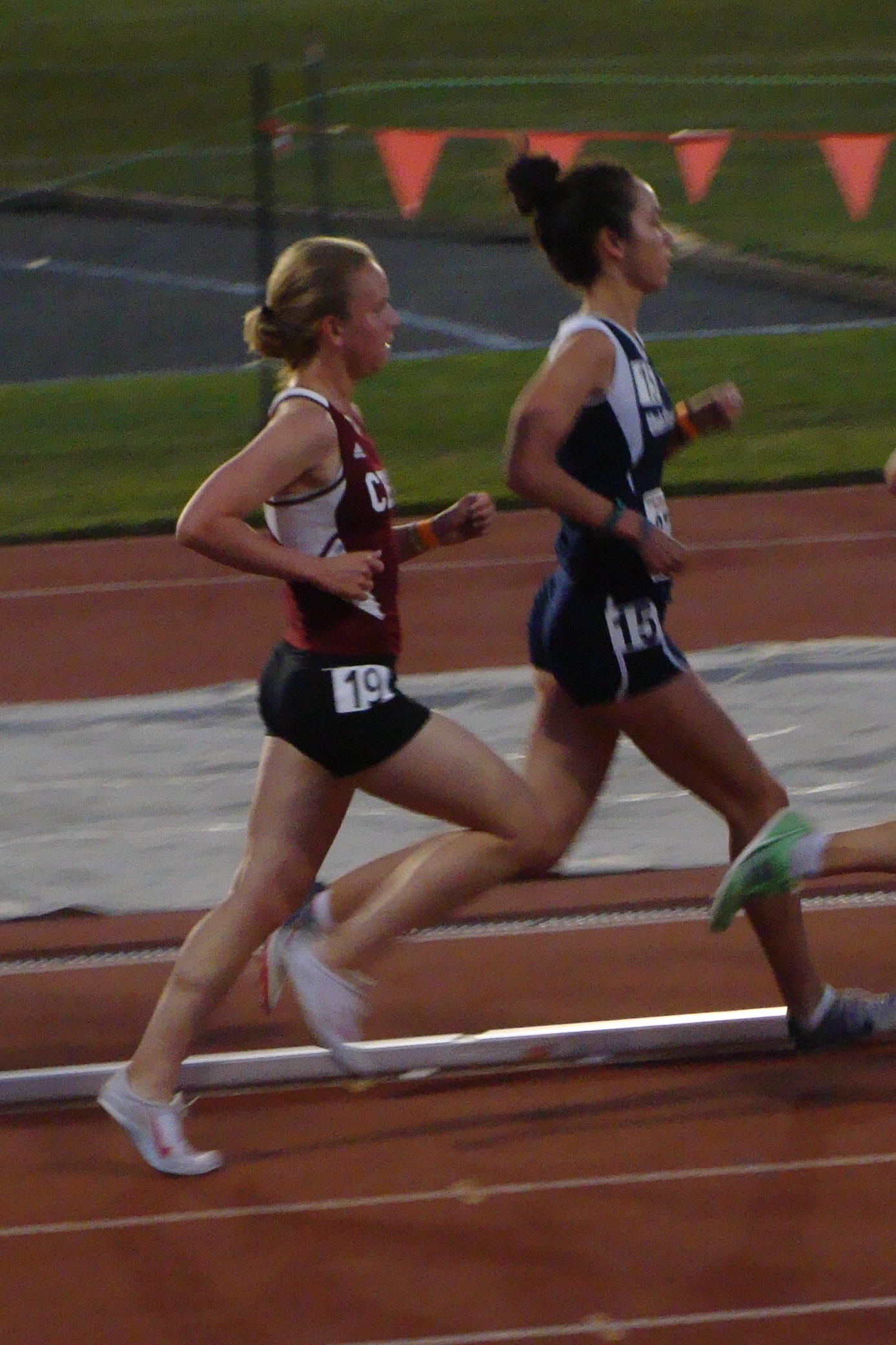 Wildcat Tori Tyler, seen here midrace holding on in a faster and later 5K heat at the Payton Jordan.