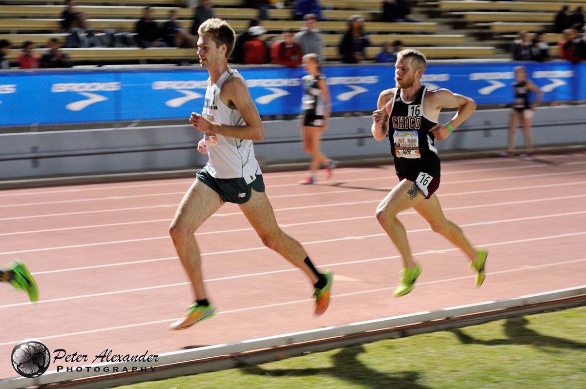 Senior Alex McGuirk raced to a 14:10 PR for the 5k on Friday night at Mt Sac. Photo Credit to: Wildcat Alum Peter Alexander.