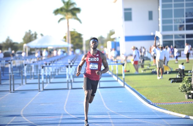 Dotun Olubeko shattered his own school record in the 110-meter hurdles for the second straight day, placing fifth with a time of 13.97.