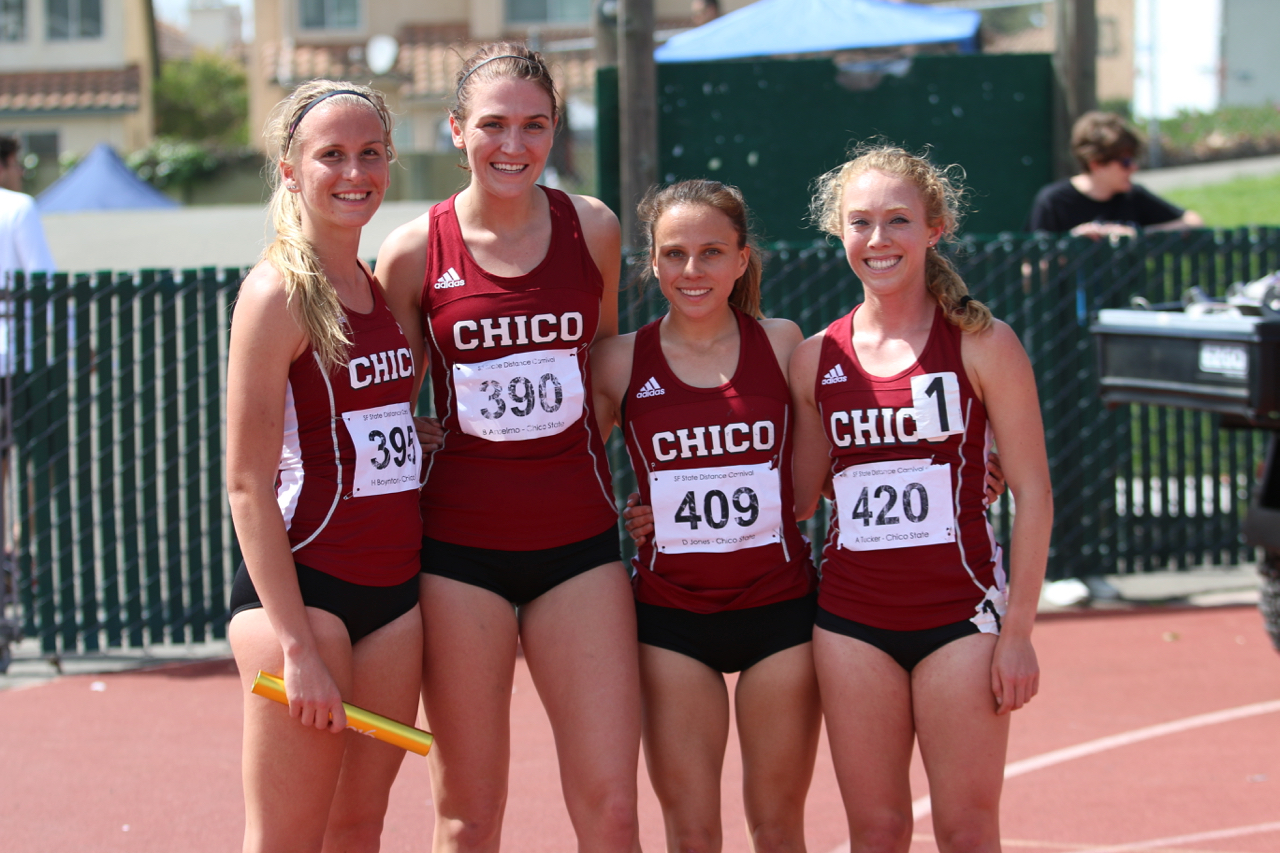 The Women's DMR team-champions (Boynton, Anselmo, Jones, Tucker).