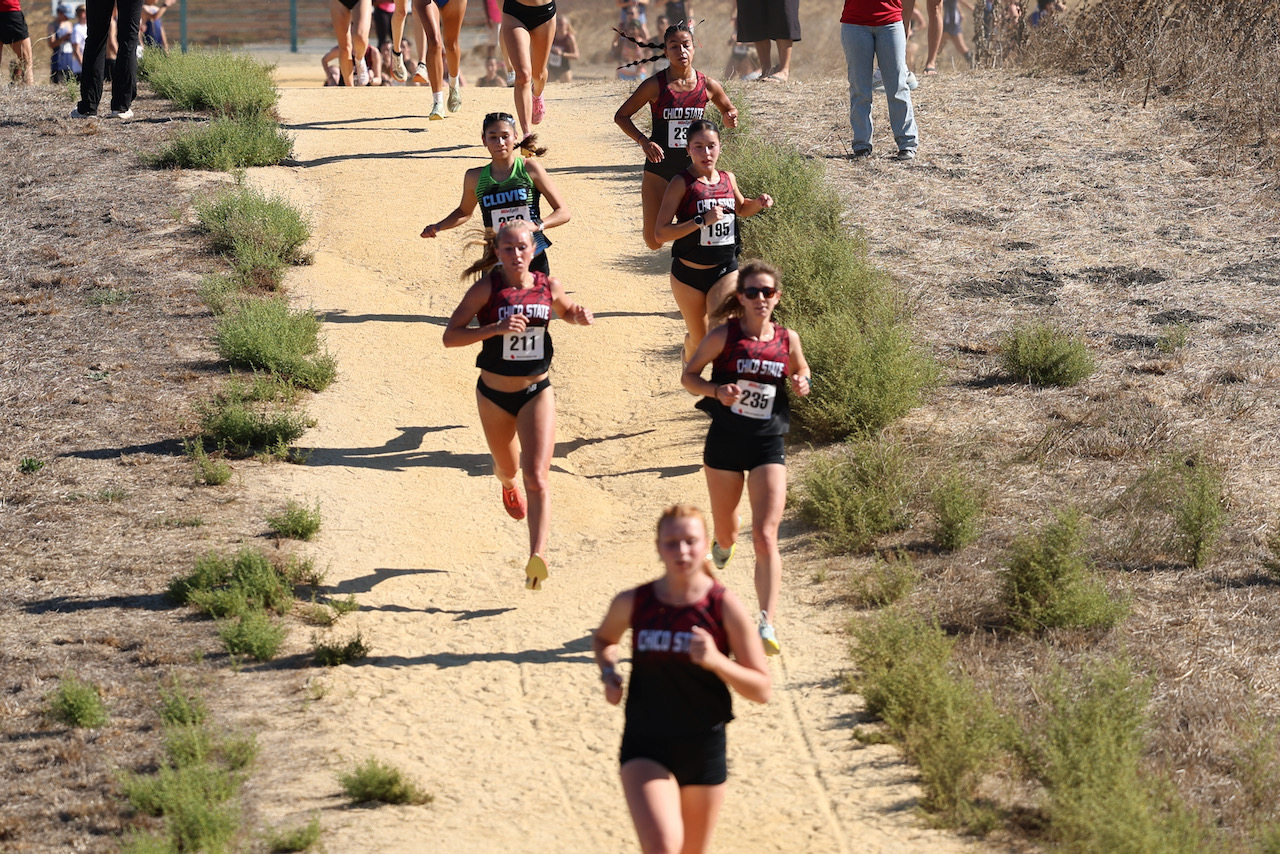 True frosh Abbey Lamb leads a pack of 'Cats through the rollers section of the Bronco open race.