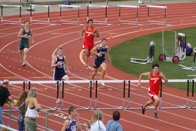 Chico's Jason Weinrich, wins his second hurdle race on the day with a fine 39.55 effort in the varsity boys 300.
